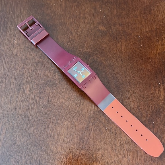 NIB Swatch SUBR102 tank watch - ombré face / two tone band with clear stripe - Picture 4 of 7